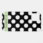 Schwarz-Weiß-Polka-Punkte, Dotter, Ihr Name iPhone Hülle (Rückseite (Horizontal))