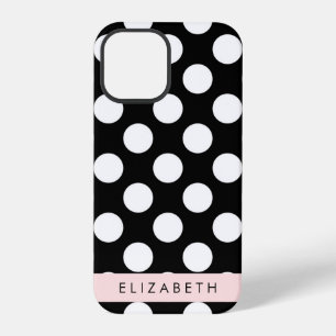 Schwarz-Weiß-Polka-Punkte, Dotter, Ihr Name iPhone 12 Pro Hülle