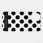 Schwarz-Weiß-Polka-Punkte, Dotter, Ihr Name iPhone Hülle (Rückseite (Horizontal))