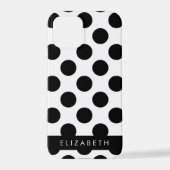 Schwarz-Weiß-Polka-Punkte, Dotter, Ihr Name iPhone Hülle (Rückseite)