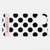 Schwarz-Weiß-Polka-Punkte, Dotter, Ihr Name iPhone Hülle (Rückseite (Horizontal))