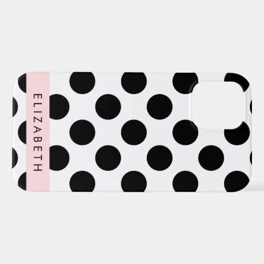 Schwarz-Weiß-Polka-Punkte, Dotter, Ihr Name iPhone Hülle (Rückseite (Horizontal))