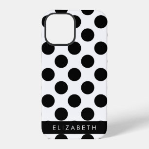 Schwarz-Weiß-Polka-Punkte, Dotter, Ihr Name iPhone 12 Pro Hülle