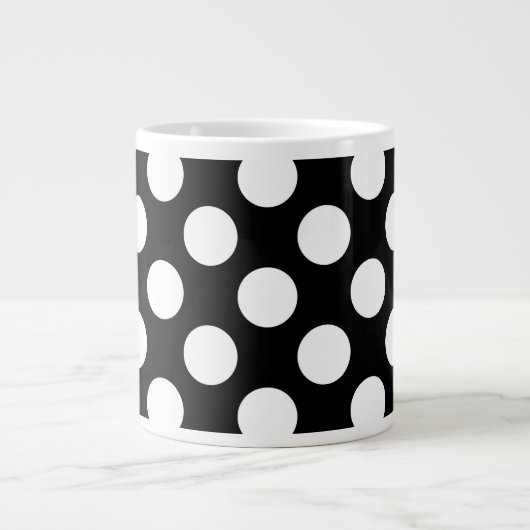 Schwarz-Weiß-Polka-Punkte, Dotter, Ihr Name Jumbo-Tasse (Vorderseite)