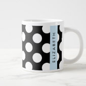 Schwarz-Weiß-Polka-Punkte, Dotter, Ihr Name Jumbo-Tasse (Rechts)