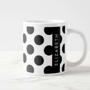 Schwarz-Weiß-Polka-Punkte, Dotter, Ihr Name Jumbo-Tasse