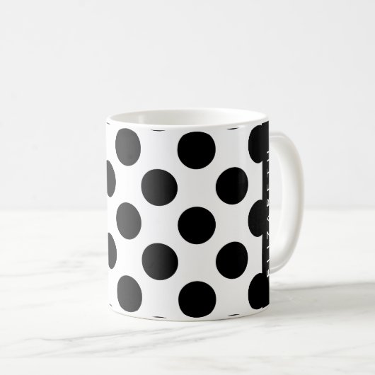 Schwarz-Weiß-Polka-Punkte, Dotter, Ihr Name Kaffeetasse (VorderseiteRechts)