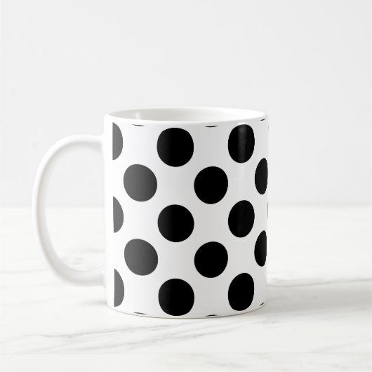 Schwarz-Weiß-Polka-Punkte, Dotter, Ihr Name Kaffeetasse (Links)