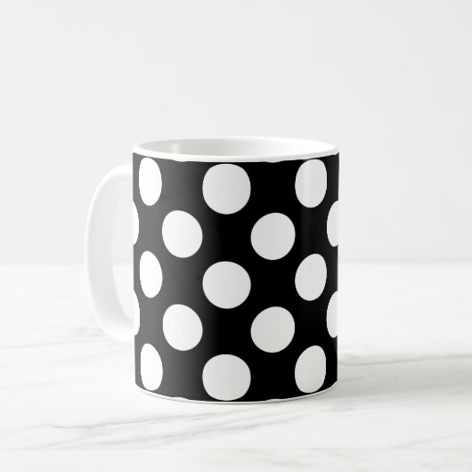 Schwarz-Weiß-Polka-Punkte, Dotter, Ihr Name Kaffeetasse (Vorderseite Links)