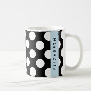 Schwarz-Weiß-Polka-Punkte, Dotter, Ihr Name Kaffeetasse