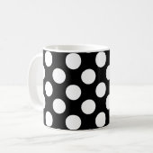 Schwarz-Weiß-Polka-Punkte, Dotter, Ihr Name Kaffeetasse (Vorderseite Links)