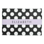 Schwarz-Weiß-Polka-Punkte, Dotter, Ihr Name Kissenbezug (Rückseite)