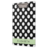 Schwarz-Weiß-Polka-Punkte, Dotter, Ihr Name Klemmbrett (Links)