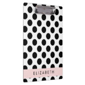 Schwarz-Weiß-Polka-Punkte, Dotter, Ihr Name Klemmbrett (Rechts)