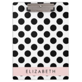 Schwarz-Weiß-Polka-Punkte, Dotter, Ihr Name Klemmbrett (Vorderseite)