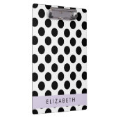 Schwarz-Weiß-Polka-Punkte, Dotter, Ihr Name Klemmbrett (Rechts)