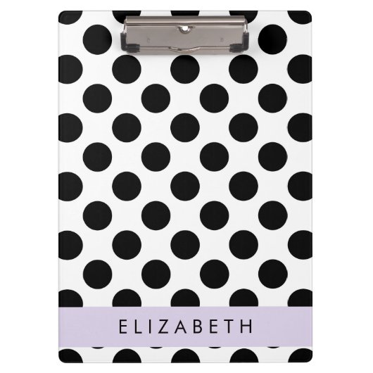 Schwarz-Weiß-Polka-Punkte, Dotter, Ihr Name Klemmbrett (Vorderseite)