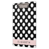 Schwarz-Weiß-Polka-Punkte, Dotter, Ihr Name Klemmbrett (Links)