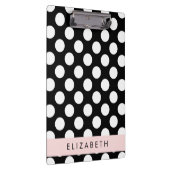 Schwarz-Weiß-Polka-Punkte, Dotter, Ihr Name Klemmbrett (Rechts)