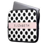 Schwarz-Weiß-Polka-Punkte, Dotter, Ihr Name Laptopschutzhülle (Vorderseite Links)