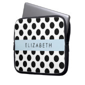 Schwarz-Weiß-Polka-Punkte, Dotter, Ihr Name Laptopschutzhülle (Vorderseite Links)