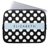 Schwarz-Weiß-Polka-Punkte, Dotter, Ihr Name Laptopschutzhülle (Vorderseite)