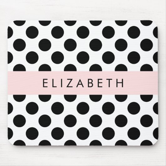 Schwarz-Weiß-Polka-Punkte, Dotter, Ihr Name Mousepad (Vorne)