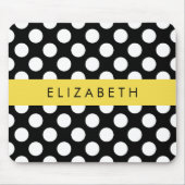 Schwarz-Weiß-Polka-Punkte, Dotter, Ihr Name Mousepad (Vorne)