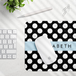 Schwarz-Weiß-Polka-Punkte, Dotter, Ihr Name Mousepad