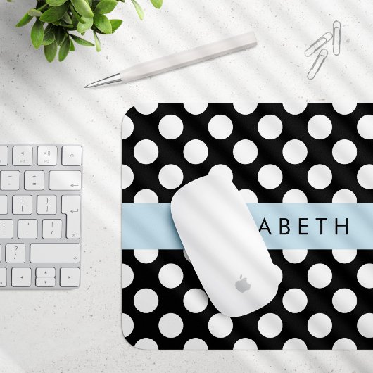 Schwarz-Weiß-Polka-Punkte, Dotter, Ihr Name Mousepad