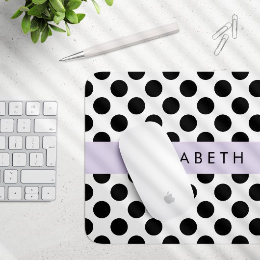 Schwarz-Weiß-Polka-Punkte, Dotter, Ihr Name Mousepad