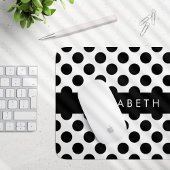Schwarz-Weiß-Polka-Punkte, Dotter, Ihr Name Mousepad