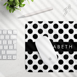 Schwarz-Weiß-Polka-Punkte, Dotter, Ihr Name Mousepad