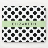 Schwarz-Weiß-Polka-Punkte, Dotter, Ihr Name Mousepad (Vorne)