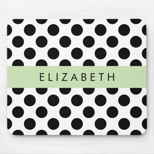 Schwarz-Weiß-Polka-Punkte, Dotter, Ihr Name Mousepad (Vorne)