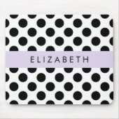 Schwarz-Weiß-Polka-Punkte, Dotter, Ihr Name Mousepad (Vorne)