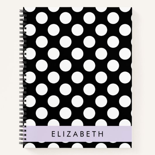Schwarz-Weiß-Polka-Punkte, Dotter, Ihr Name Notizblock (Vorderseite)
