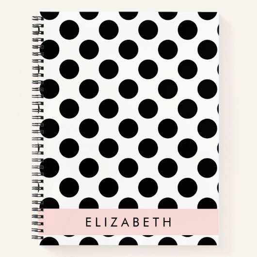 Schwarz-Weiß-Polka-Punkte, Dotter, Ihr Name Notizblock (Vorderseite)