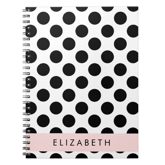 Schwarz-Weiß-Polka-Punkte, Dotter, Ihr Name Notizblock (Vorderseite)