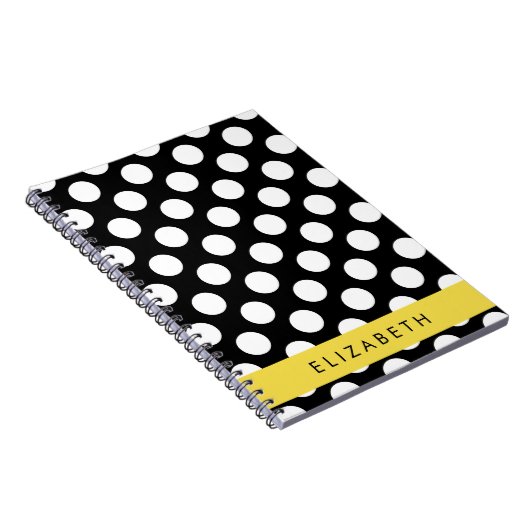 Schwarz-Weiß-Polka-Punkte, Dotter, Ihr Name Notizblock (Rechte Seite)