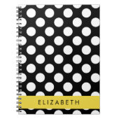 Schwarz-Weiß-Polka-Punkte, Dotter, Ihr Name Notizblock (Vorderseite)