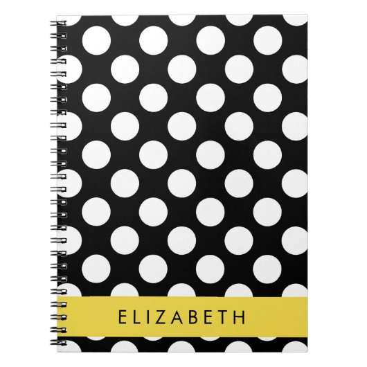 Schwarz-Weiß-Polka-Punkte, Dotter, Ihr Name Notizblock (Vorderseite)