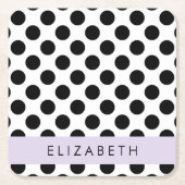 Schwarz-Weiß-Polka-Punkte, Dotter, Ihr Name Rechteckiger Pappuntersetzer (Vorderseite)