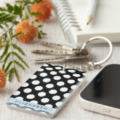 Schwarz-Weiß-Polka-Punkte, Dotter, Ihr Name Schlüsselanhänger (Vorderseite rechts)