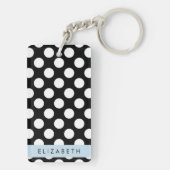 Schwarz-Weiß-Polka-Punkte, Dotter, Ihr Name Schlüsselanhänger (Rückseite)