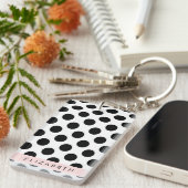 Schwarz-Weiß-Polka-Punkte, Dotter, Ihr Name Schlüsselanhänger (Vorderseite rechts)