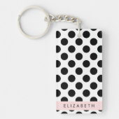 Schwarz-Weiß-Polka-Punkte, Dotter, Ihr Name Schlüsselanhänger (Vorderseite)
