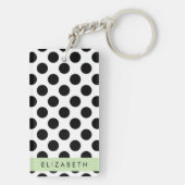 Schwarz-Weiß-Polka-Punkte, Dotter, Ihr Name Schlüsselanhänger (Rückseite)