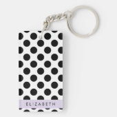 Schwarz-Weiß-Polka-Punkte, Dotter, Ihr Name Schlüsselanhänger (Rückseite)