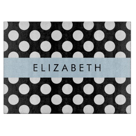 Schwarz-Weiß-Polka-Punkte, Dotter, Ihr Name Schneidebrett (Vorderseite)